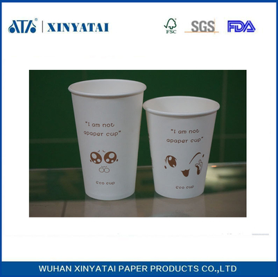 Çin Biyolojik olarak parçalanabilen beyaz tek kullanımlık kağıt bardak özelleştirilmiş Logo baskı ile Tedarikçi