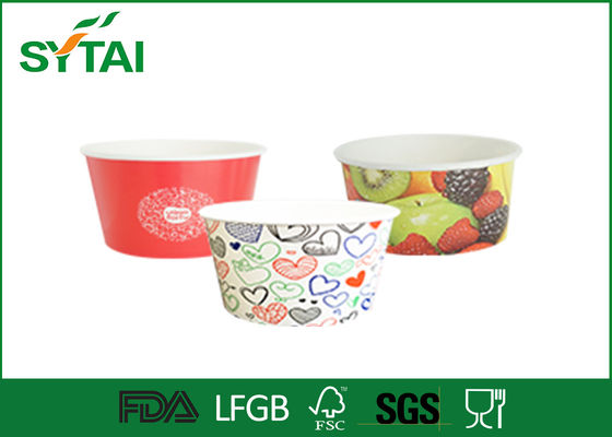 Çin 9 oz Logo Baskılı Çift PE Tek Kağıt Dondurma Kupaları Kapaklı / Yoğurt Kupaları Tedarikçi