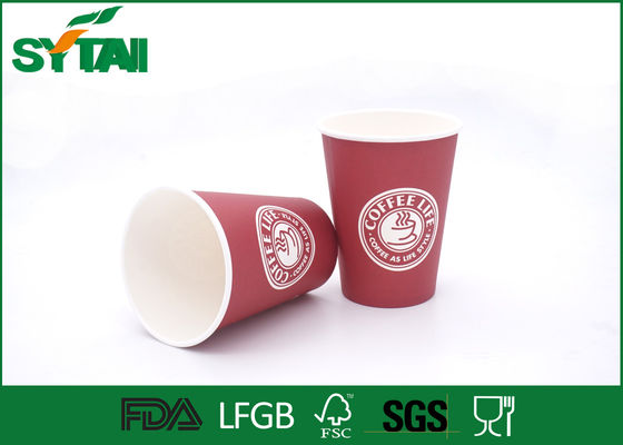 Çin Kırmızı Renkli Tek Duvar Kağıt Bardak / Tek Kağıt Bardak Kapaklı, SGS FDA Sertifikası Tedarikçi